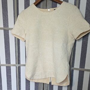J. Crew Cream Short Sleeve Top Cotton Blend